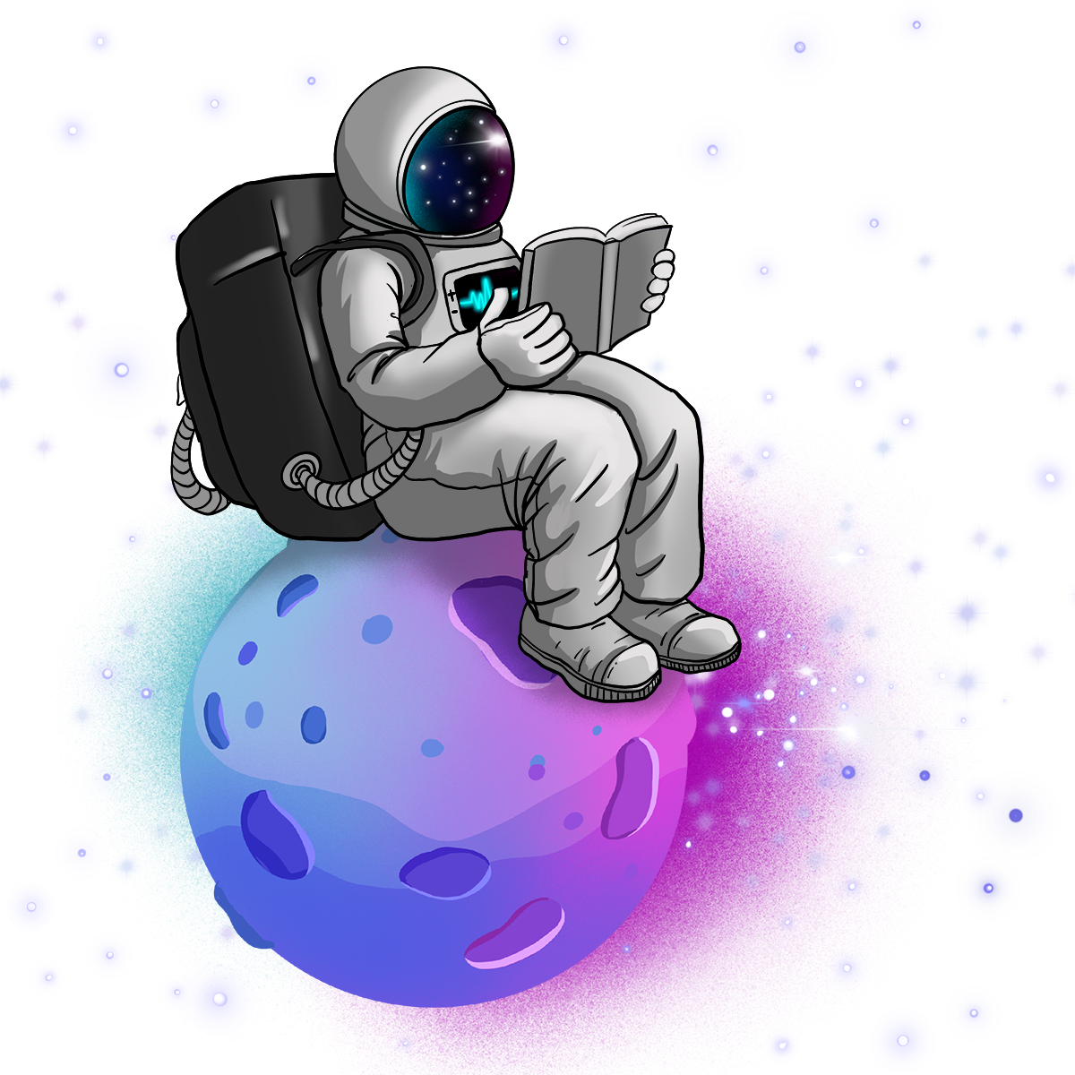 —Pngtree—planet reading astronaut_6188270 , Aryane Communication